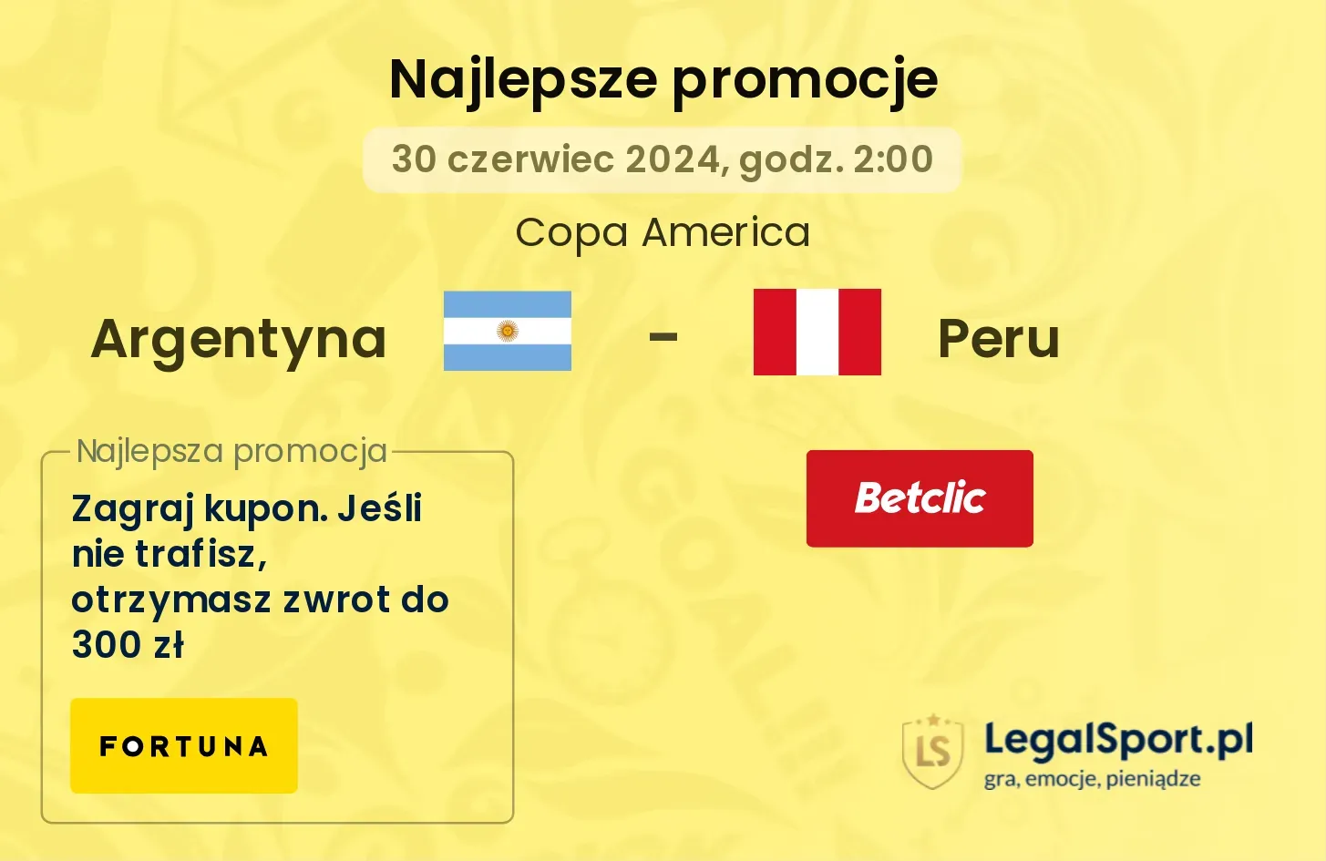 Argentyna - Peru promocje bonusy na mecz