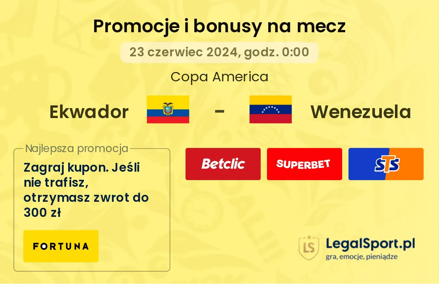 Ekwador - Wenezuela promocje bonusy na mecz