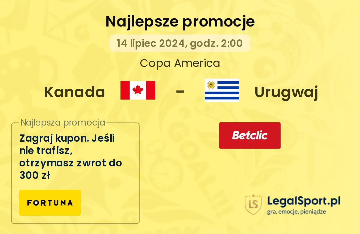 Kanada - Urugwaj promocje bonusy na mecz