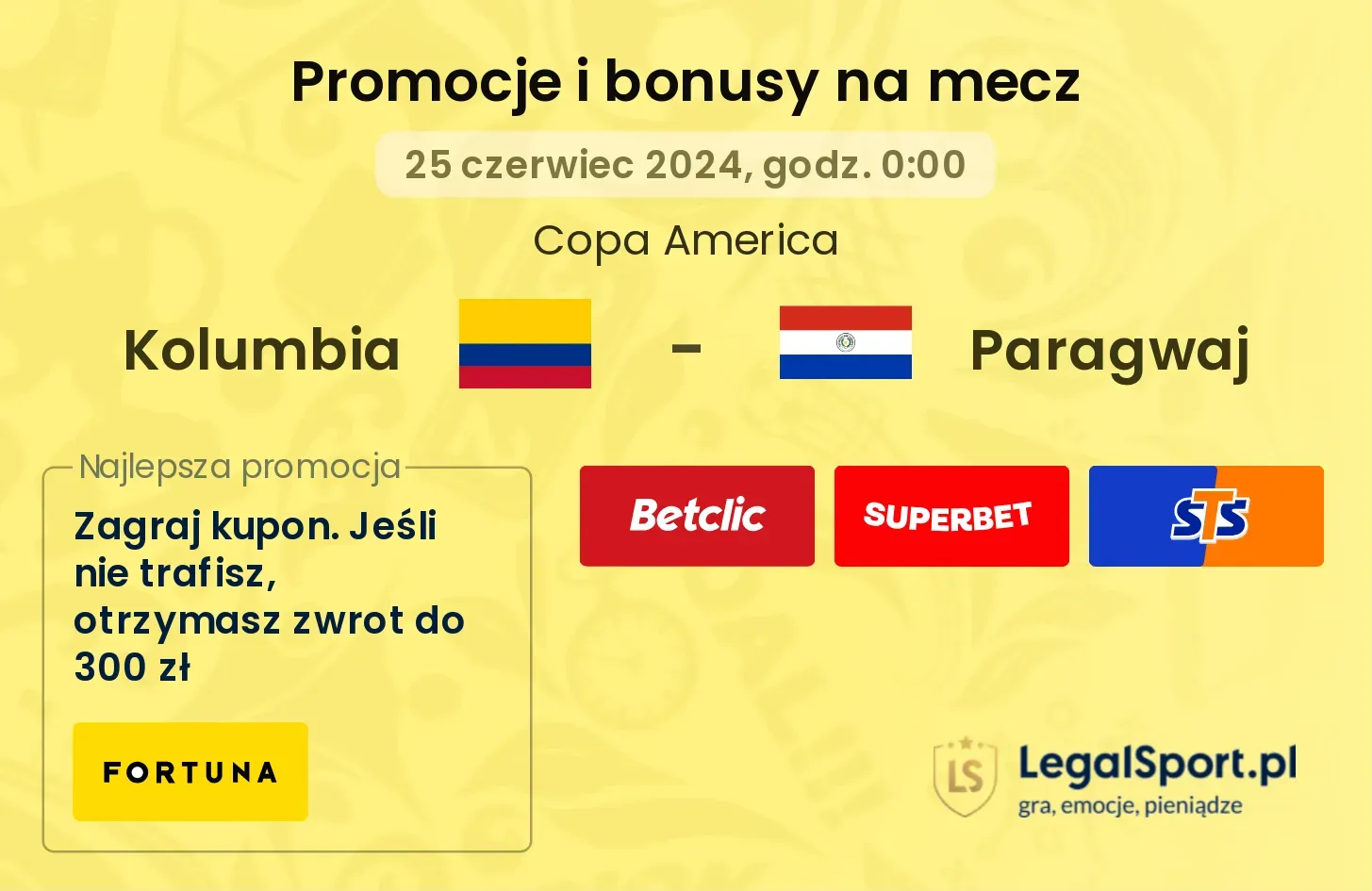 Kolumbia - Paragwaj promocje bonusy na mecz