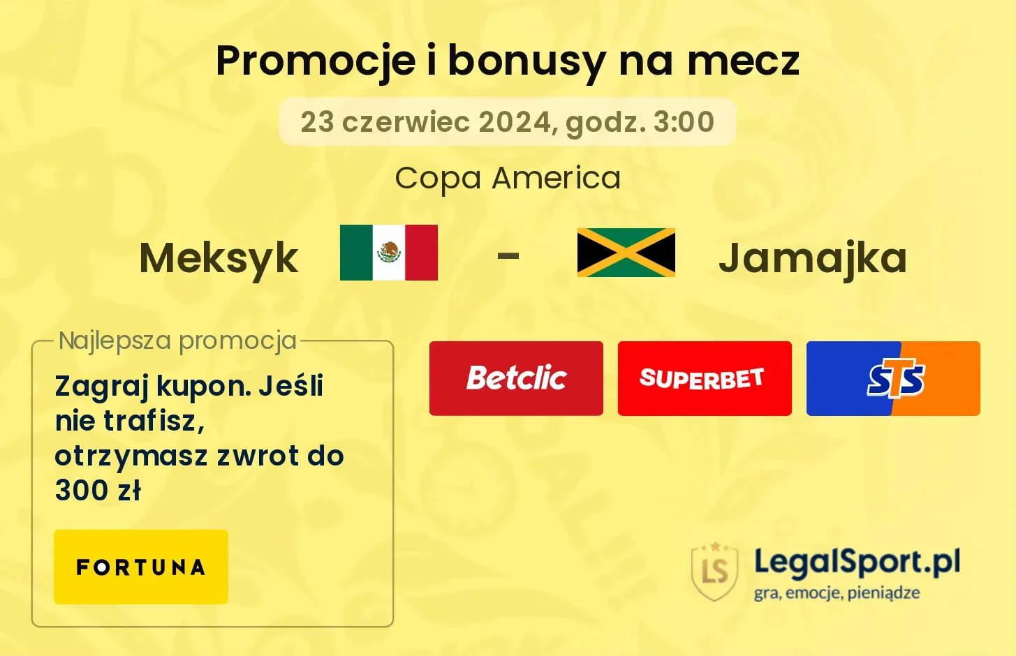 Meksyk - Jamajka promocje bonusy na mecz