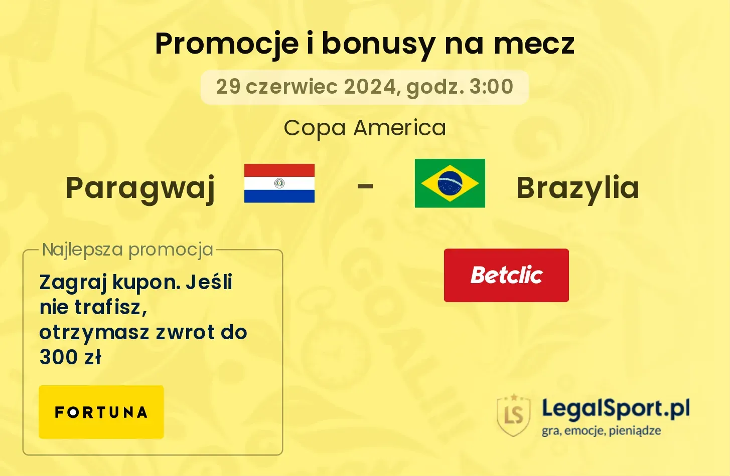 Paragwaj - Brazylia promocje bonusy na mecz