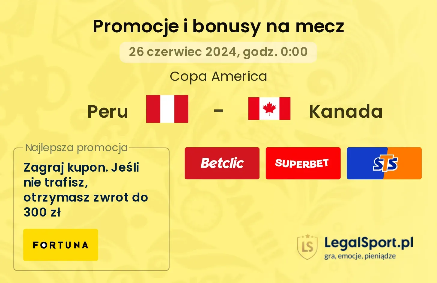 Peru - Kanada promocje bonusy na mecz