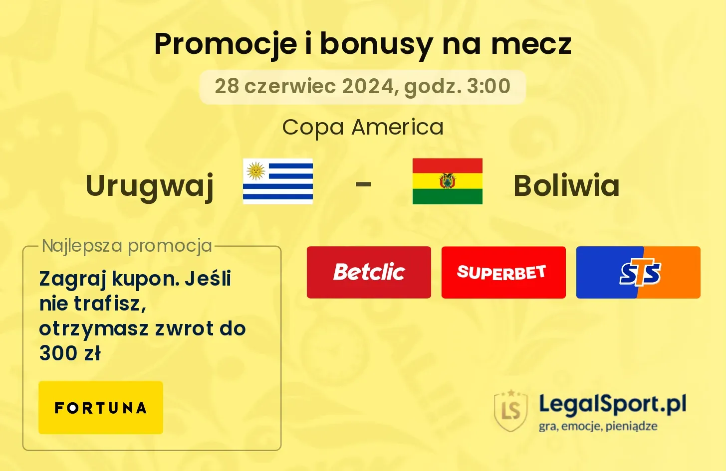 Urugwaj - Boliwia promocje bonusy na mecz