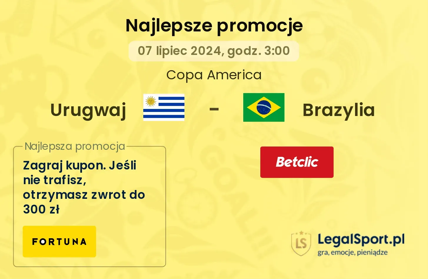 Urugwaj - Brazylia promocje bonusy na mecz