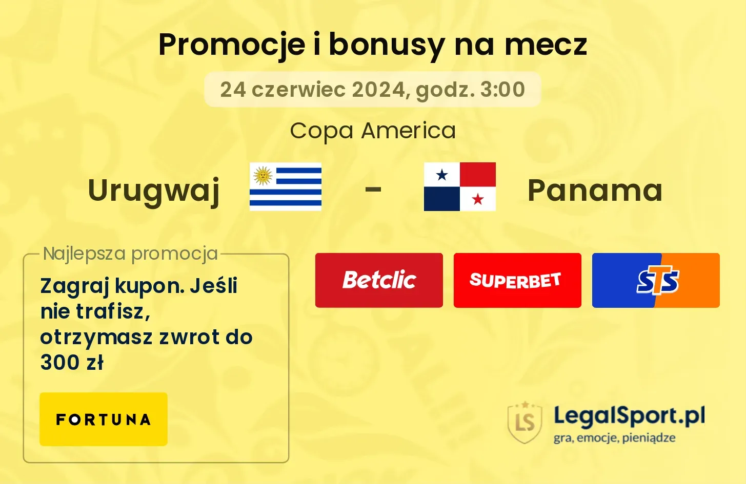 Urugwaj - Panama promocje bonusy na mecz