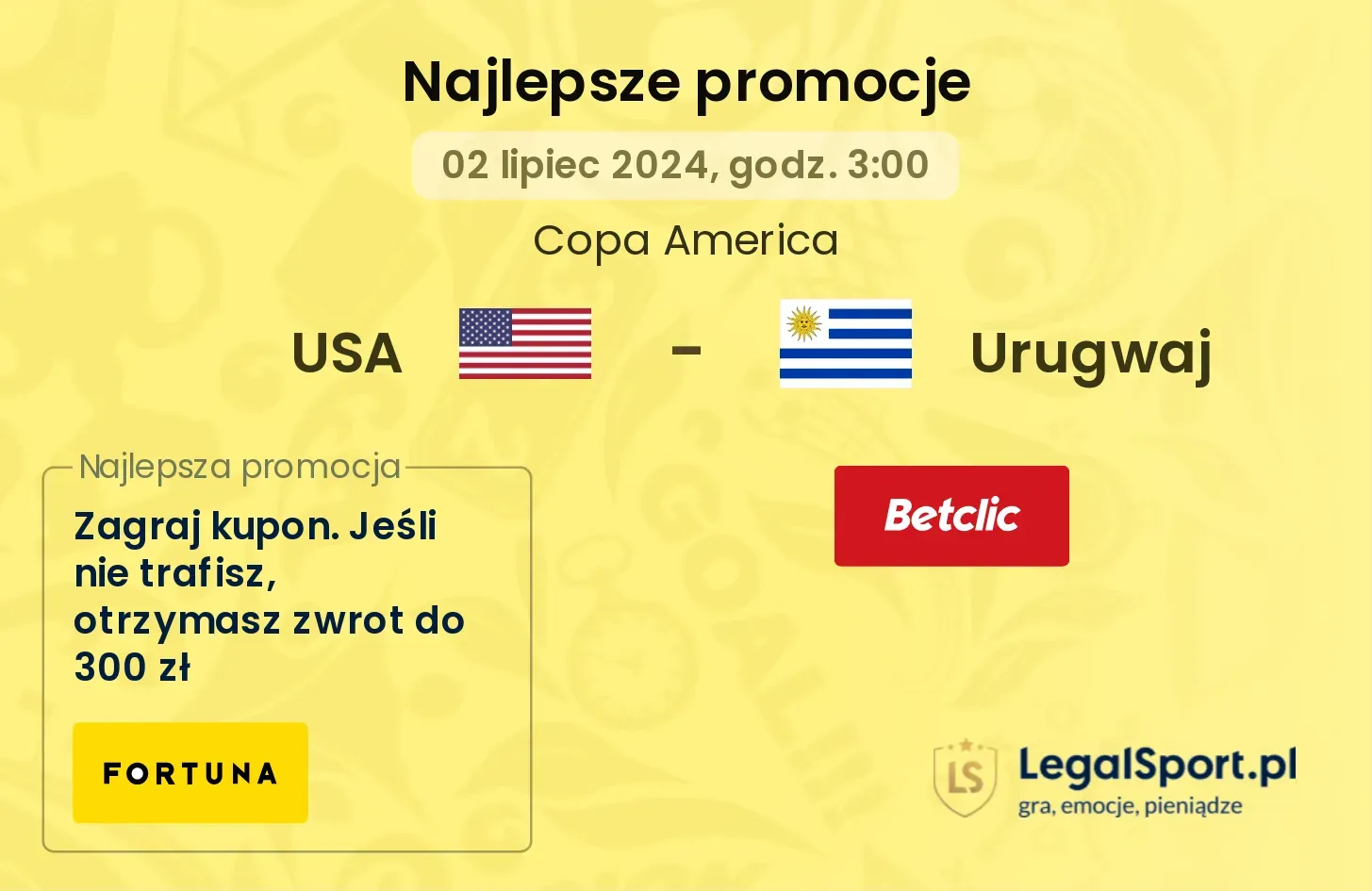 USA - Urugwaj promocje bonusy na mecz