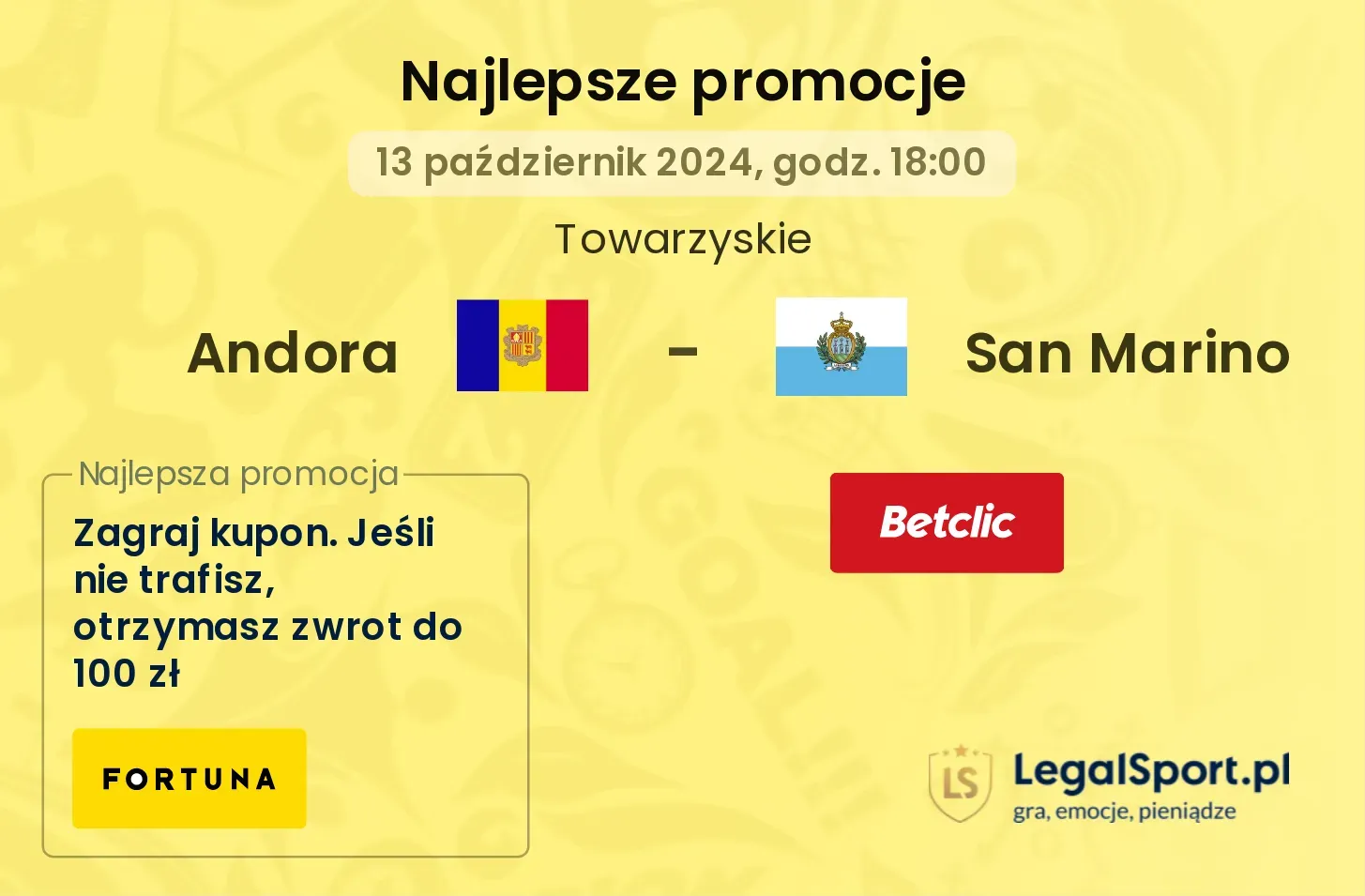 Andora - San Marino promocje bonusy na mecz