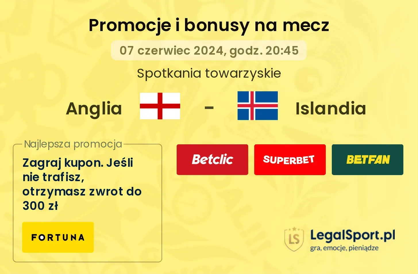 Anglia - Islandia promocje bonusy na mecz