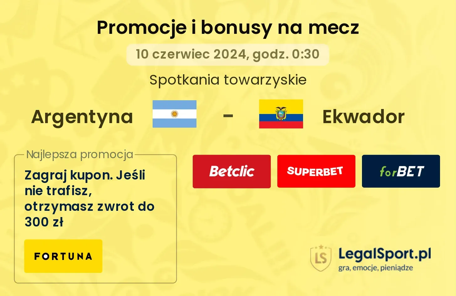 Argentyna - Ekwador promocje bonusy na mecz