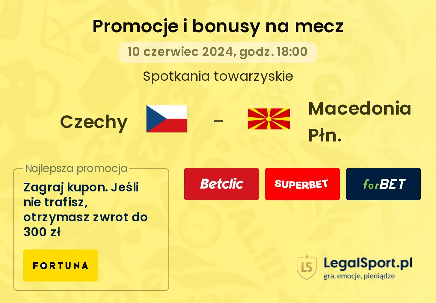 Czechy - Macedonia Płn. promocje bonusy na mecz