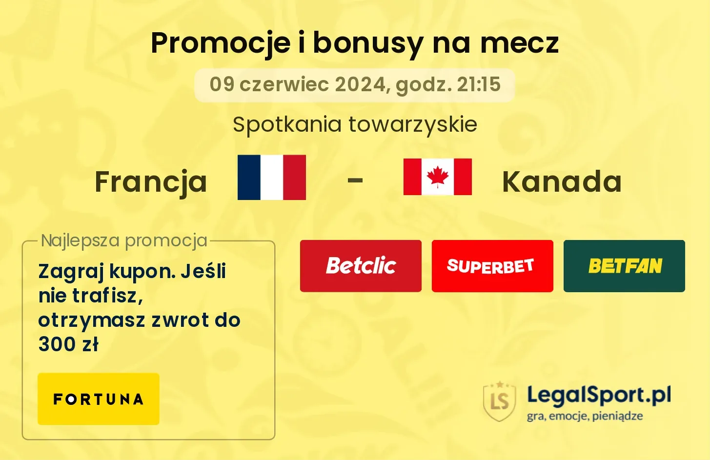 Francja - Kanada promocje bonusy na mecz