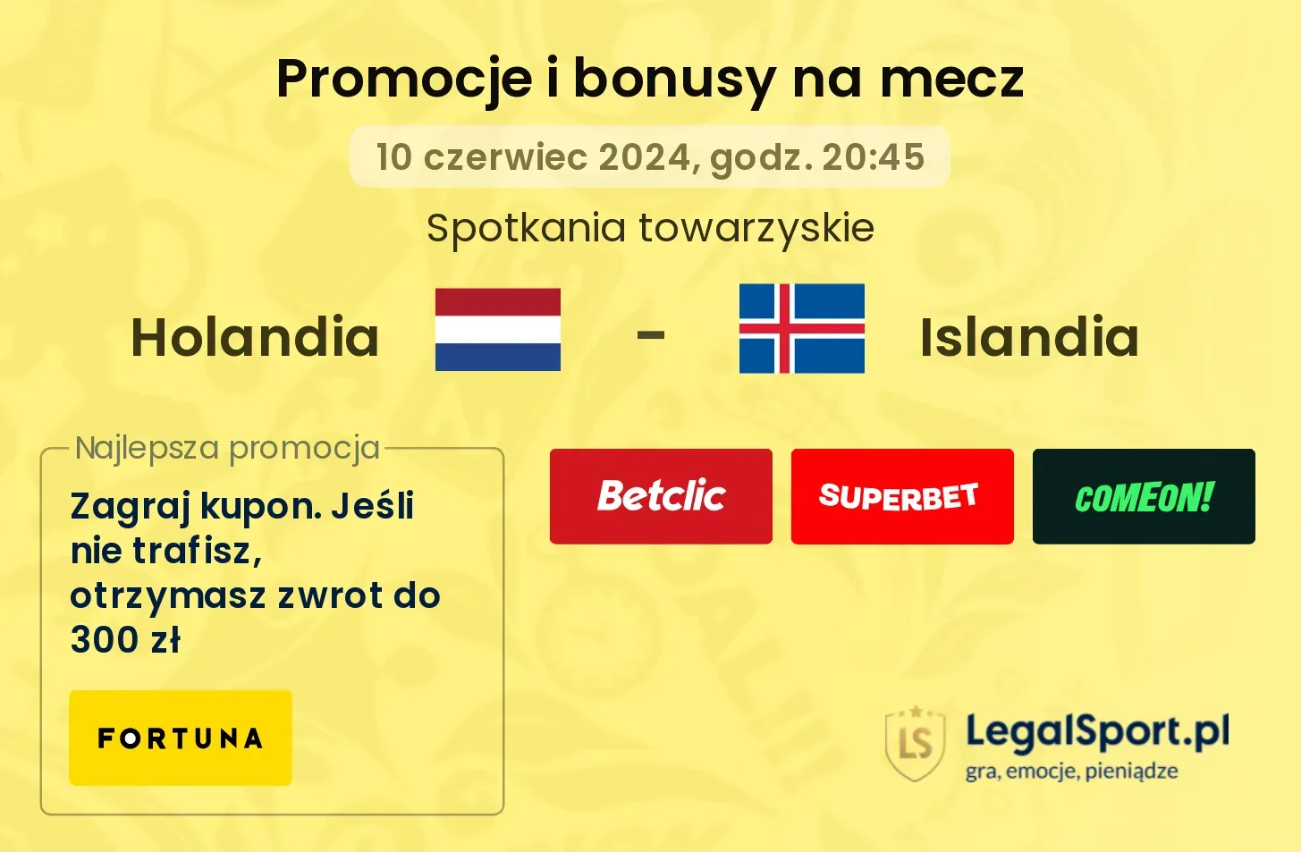 Holandia - Islandia promocje bonusy na mecz