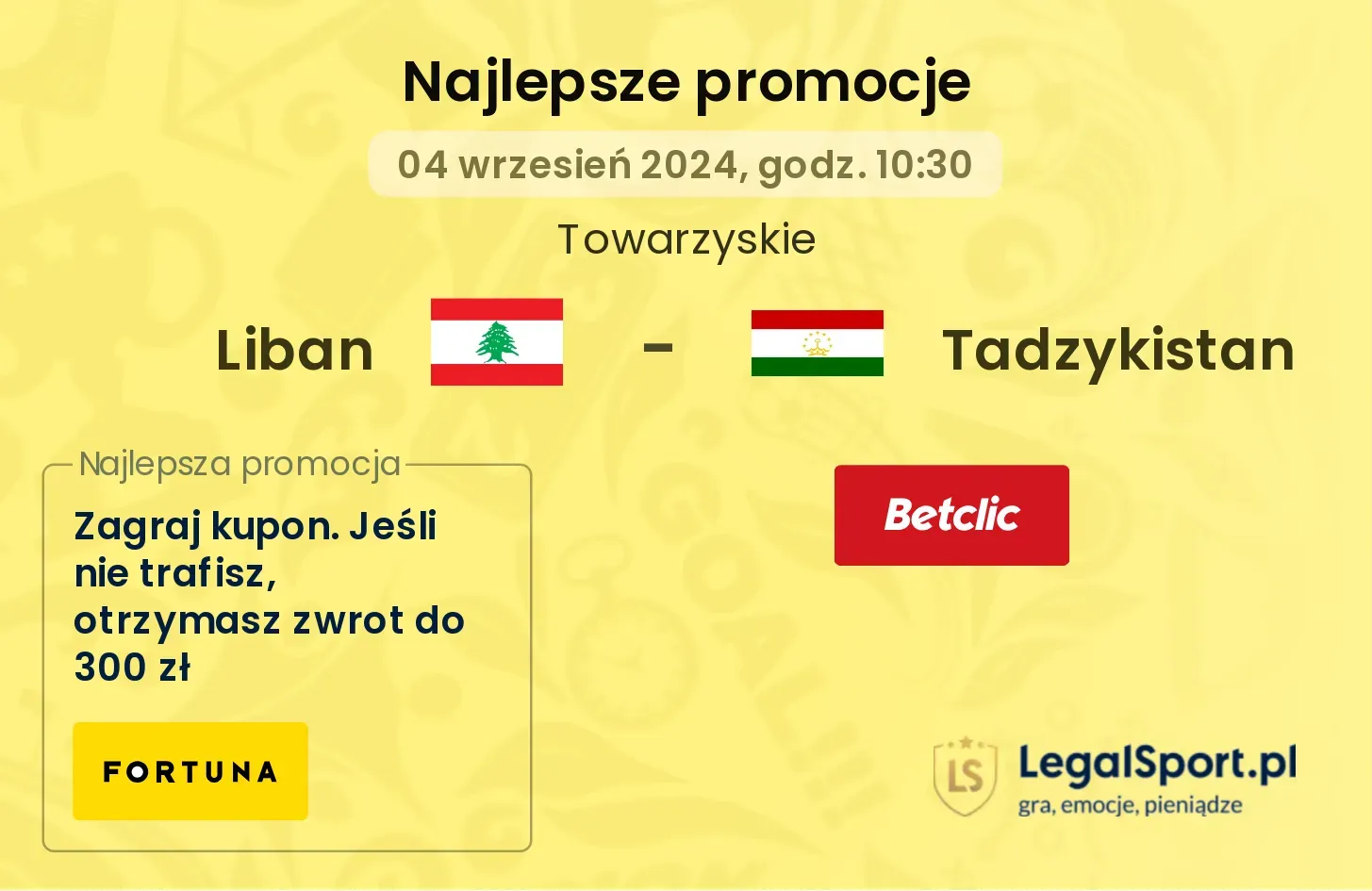 Liban - Tadzykistan promocje bonusy na mecz