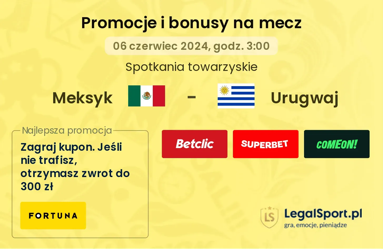 Meksyk - Urugwaj promocje bonusy na mecz