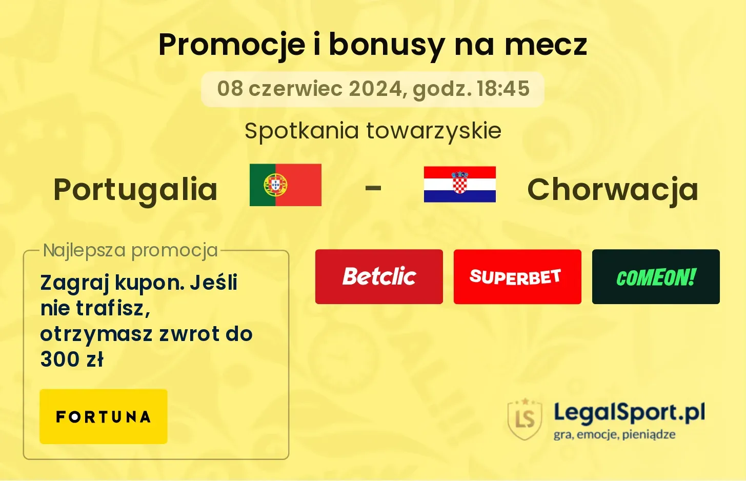 Portugalia - Chorwacja promocje bonusy na mecz