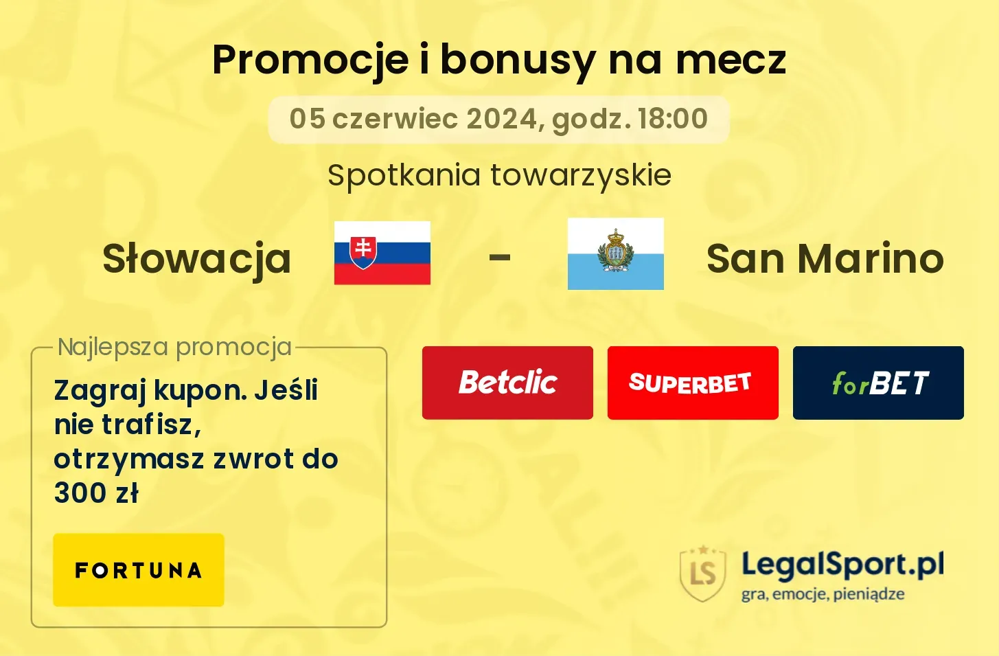 Słowacja - San Marino promocje bonusy na mecz