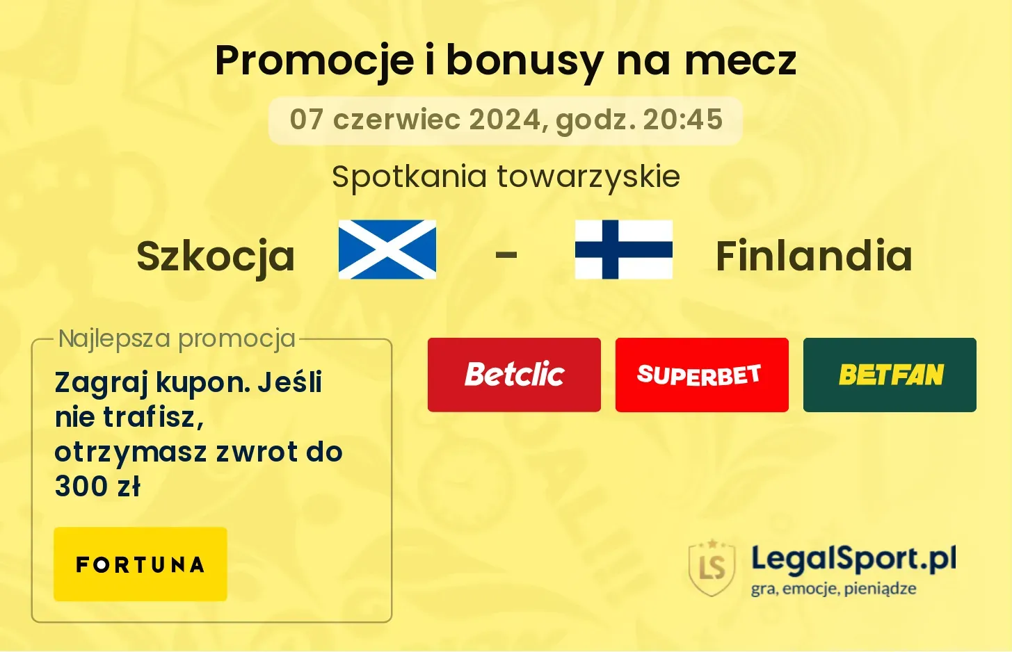 Szkocja - Finlandia promocje bonusy na mecz