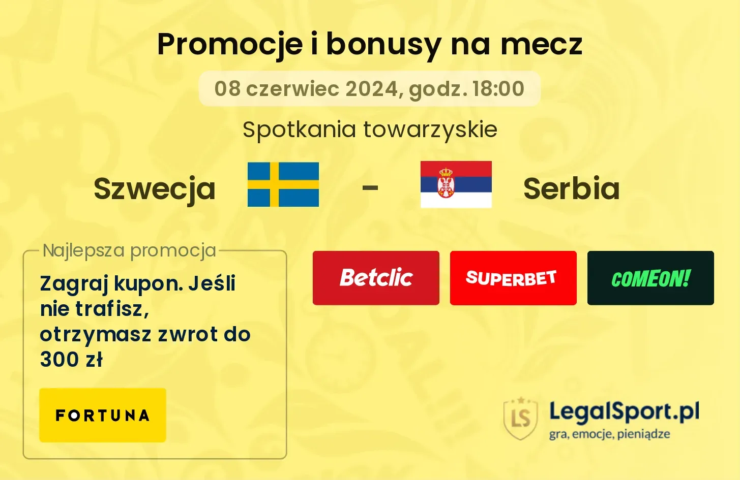 Szwecja - Serbia promocje bonusy na mecz