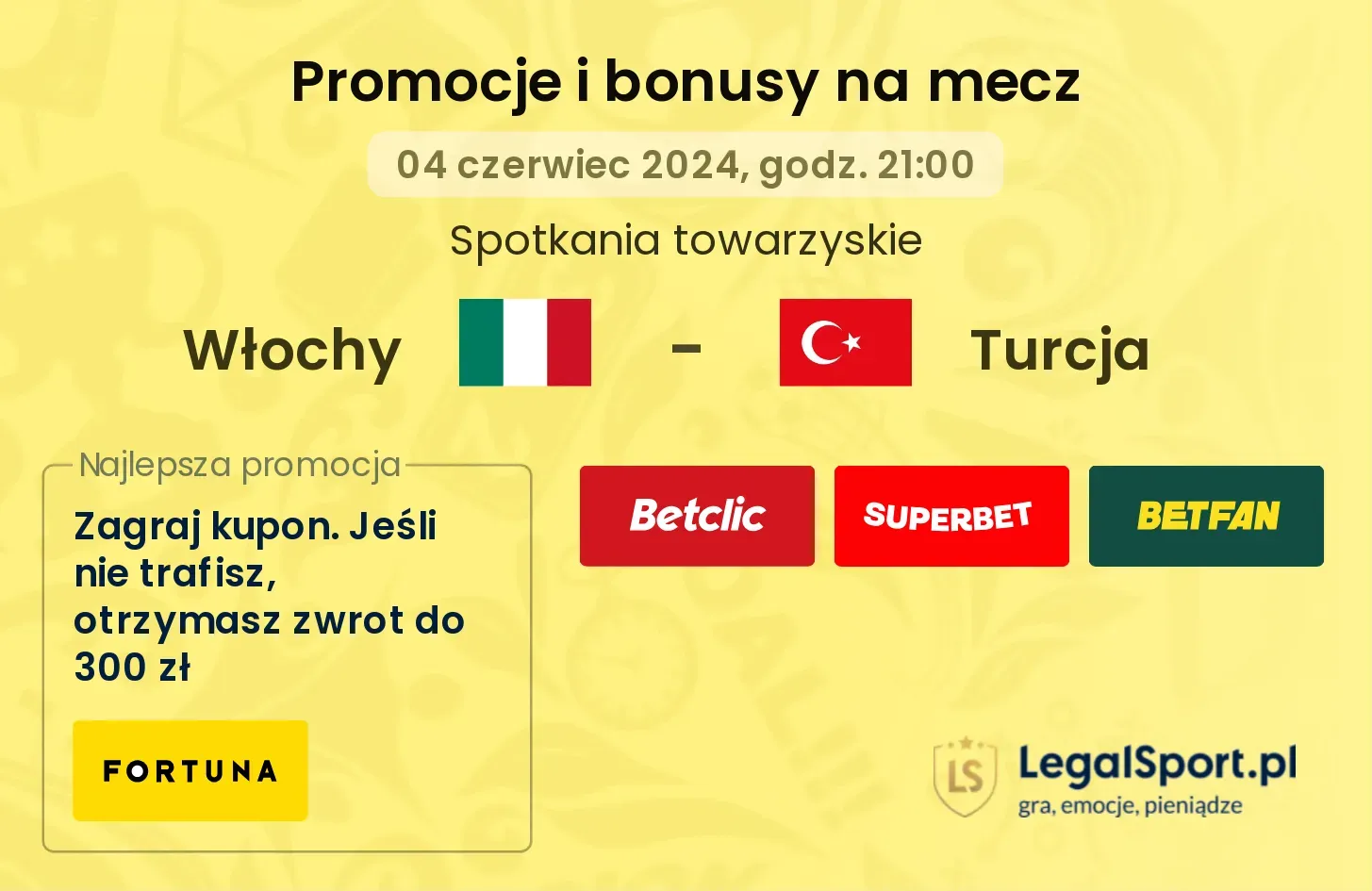 Włochy - Turcja promocje bonusy na mecz