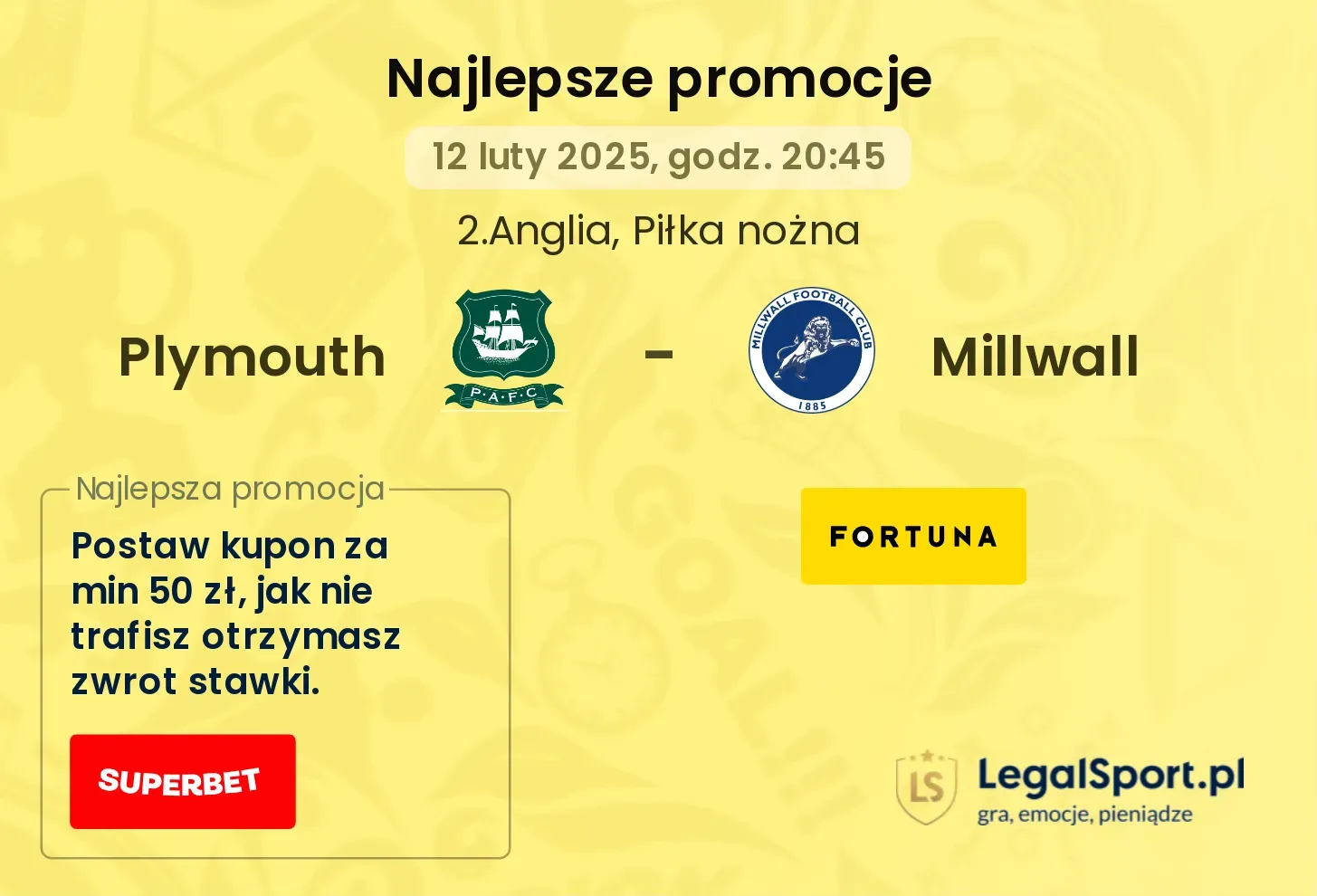 Plymouth - Millwall promocje u bukmacherów