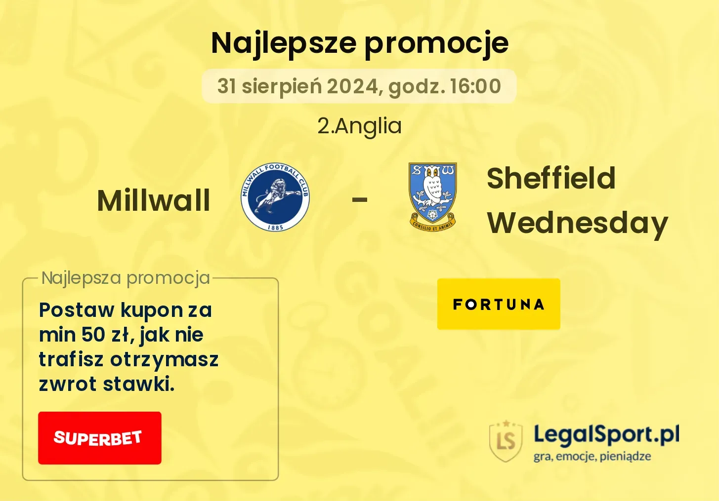 Millwall - Sheffield Wednesday promocje bonusy na mecz