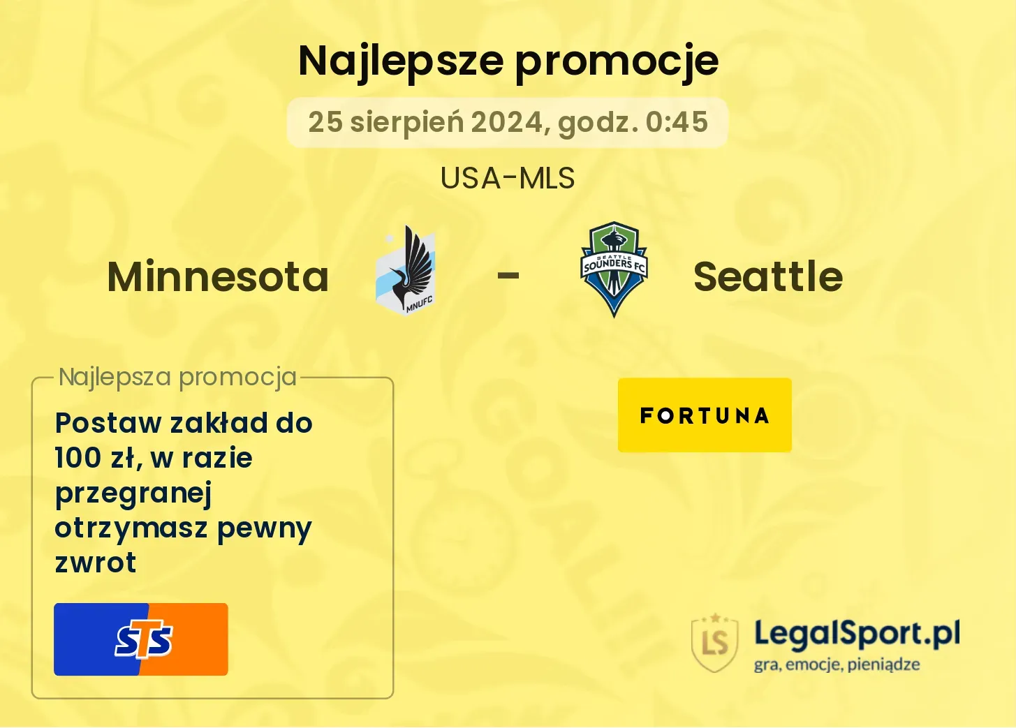 Minnesota - Seattle promocje u bukmacherów 25.08, 00:45