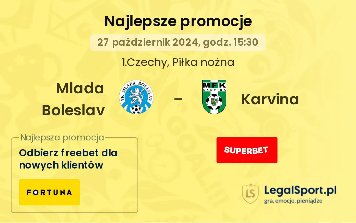 Mlada Boleslav  - Karvina promocje bukmacherskie 27.10, 15:30