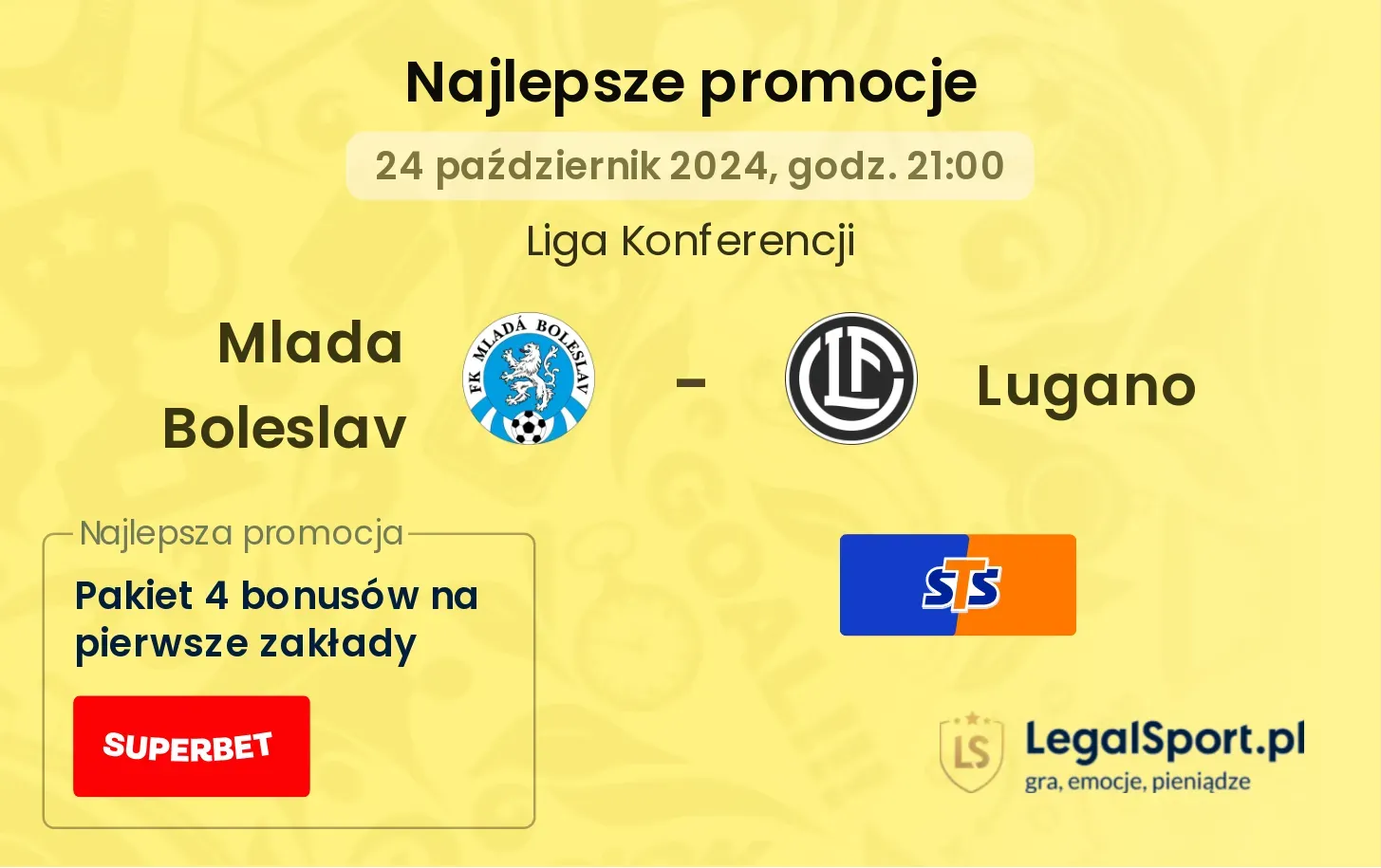 Mlada Boleslav  - Lugano promocje u bukmacherów 24.10, 21:00