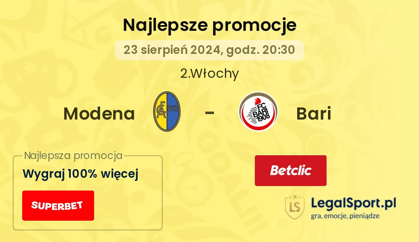 Modena - Bari promocje bonusy na mecz