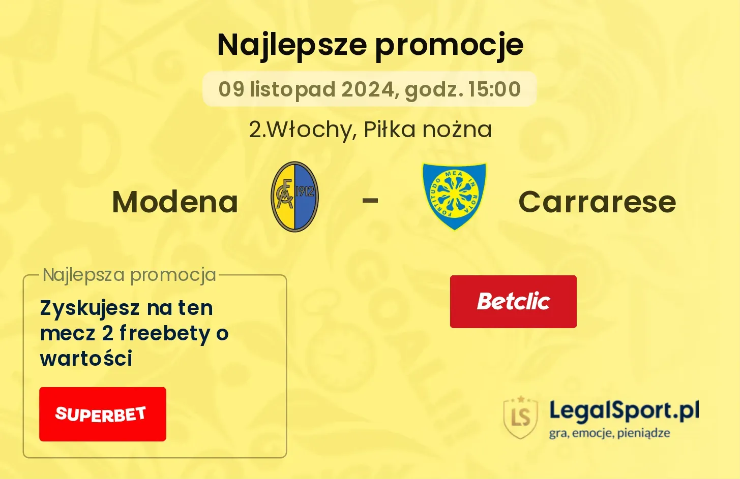 Modena - Carrarese promocje bonusy na mecz