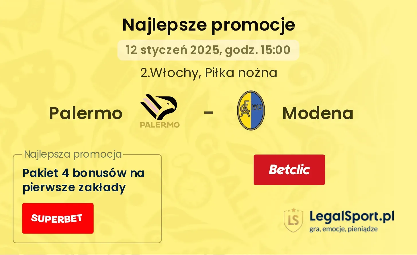 Palermo - Modena promocje u bukmacherów