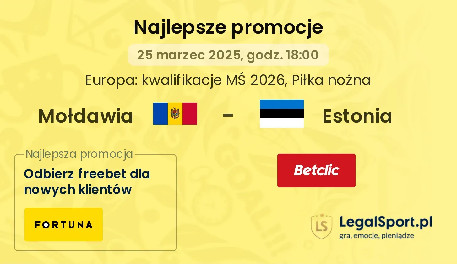 Mołdawia - Estonia promocje u bukmacherów