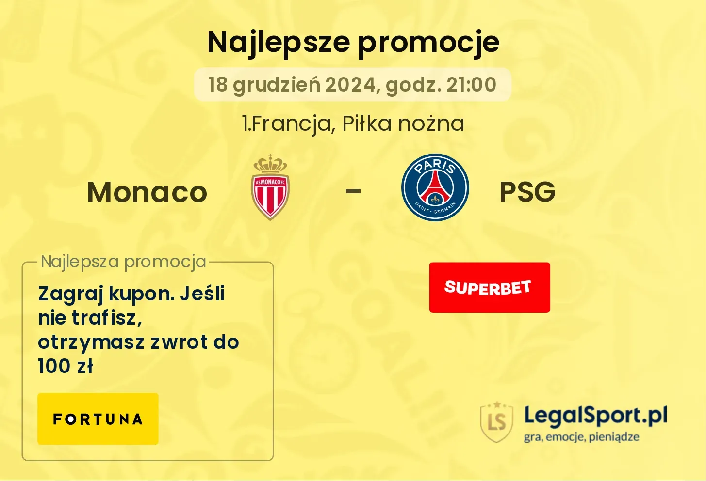 Monaco - PSG promocje bonusy na mecz