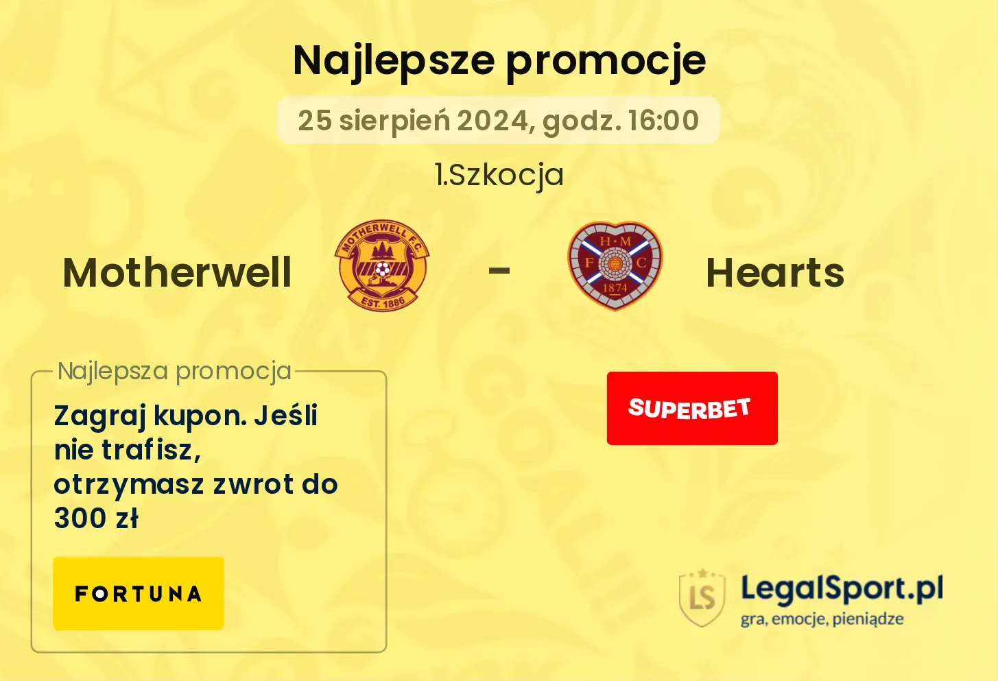 Motherwell - Hearts promocje bonusy na mecz