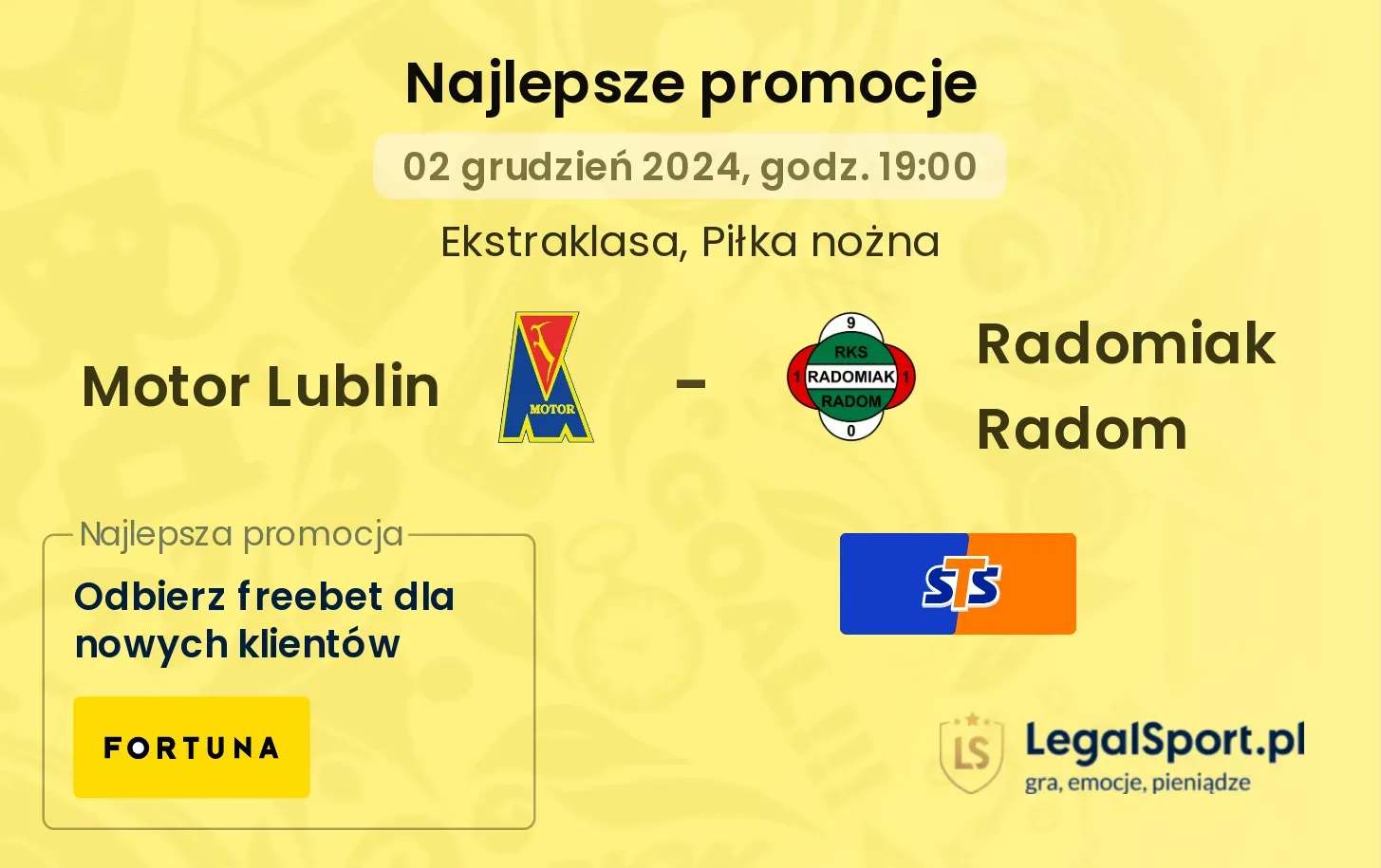 Motor Lublin - Radomiak Radom promocje bonusy na mecz