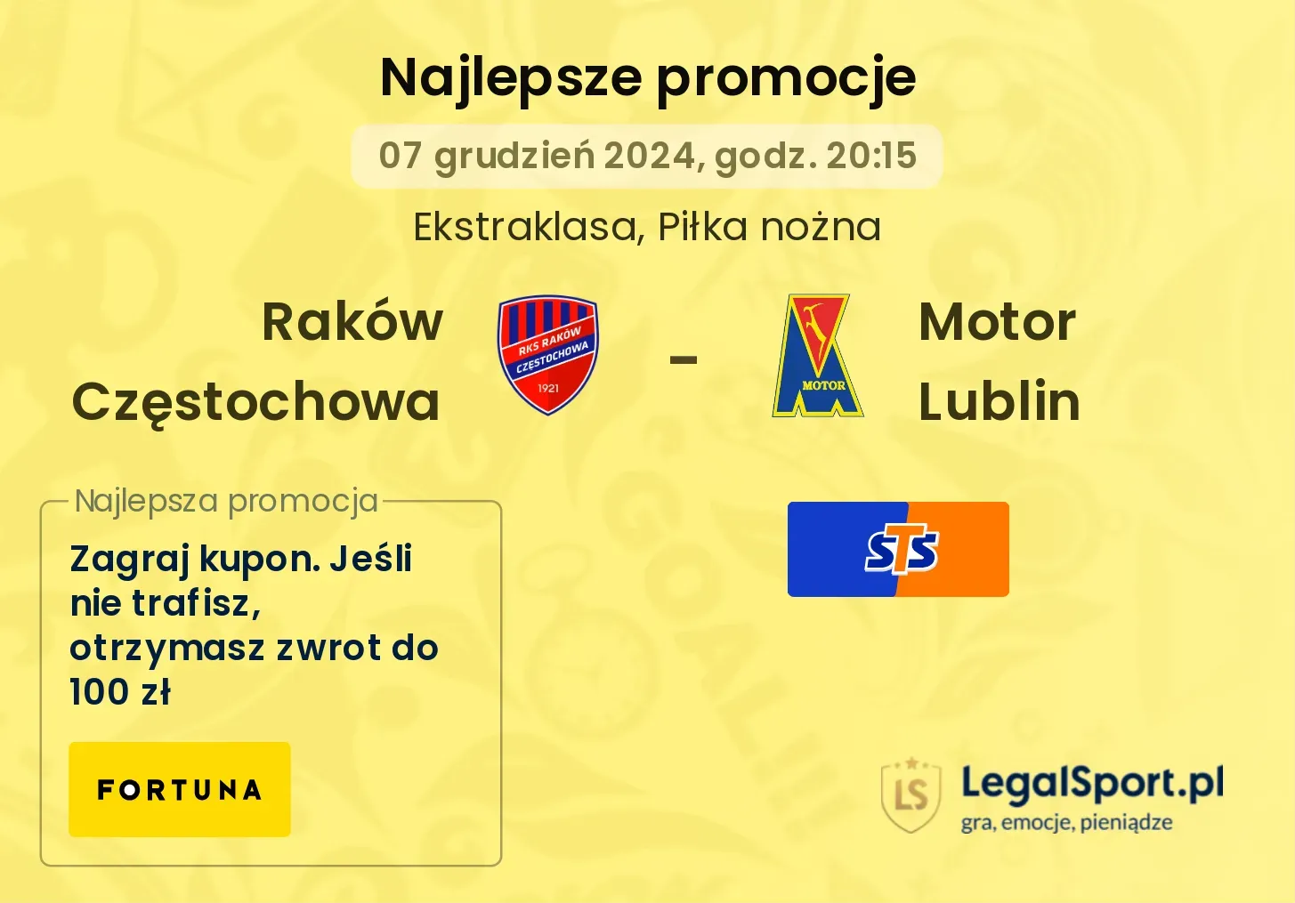 Raków Częstochowa - Motor Lublin promocje u bukmacherów