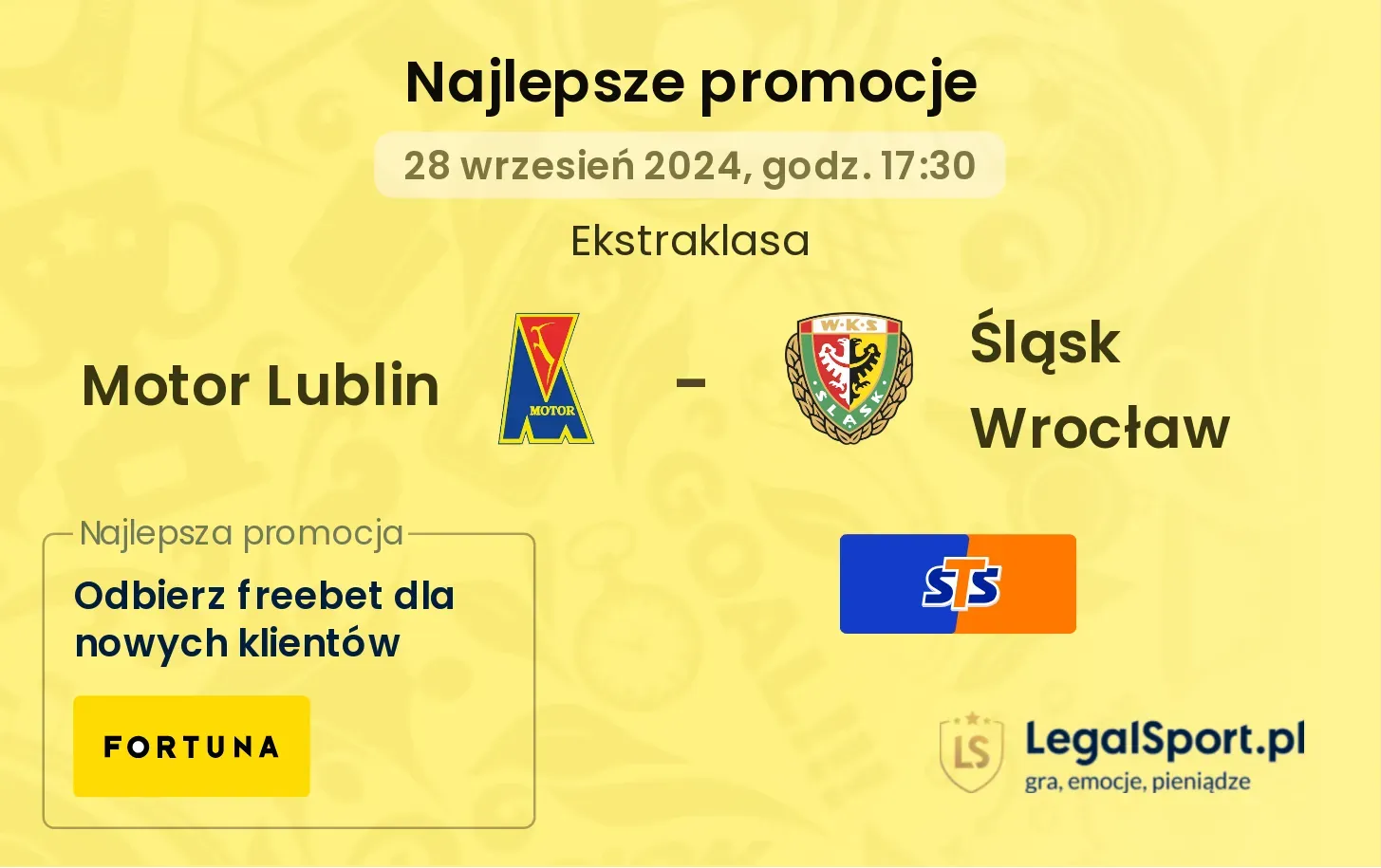 Motor Lublin - Śląsk Wrocław promocje u bukmacherów 28.09, 17:30