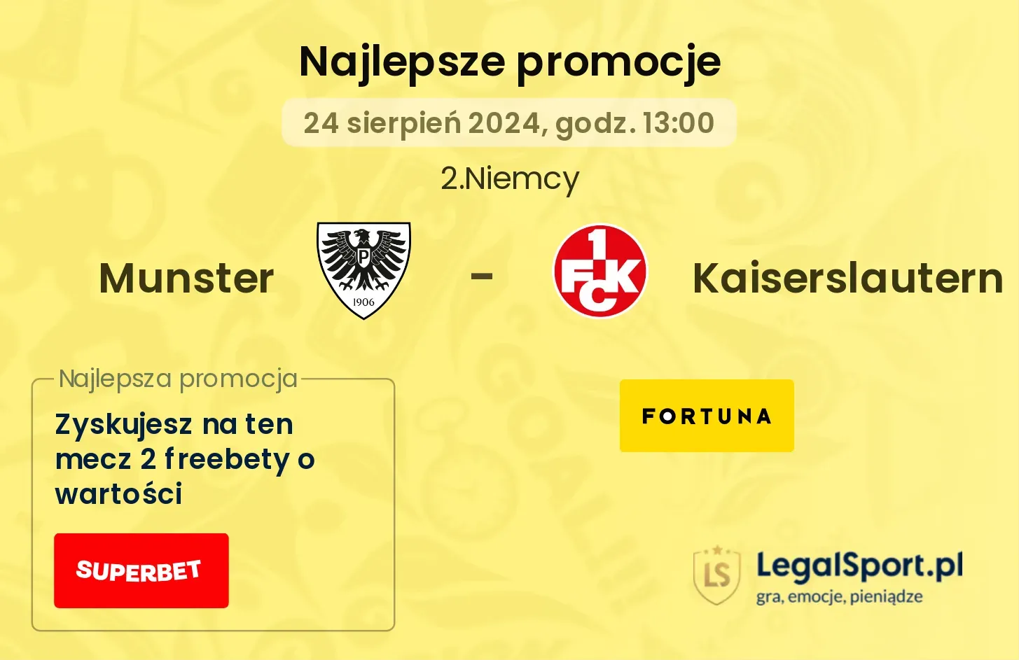 Munster - Kaiserslautern promocje bonusy na mecz