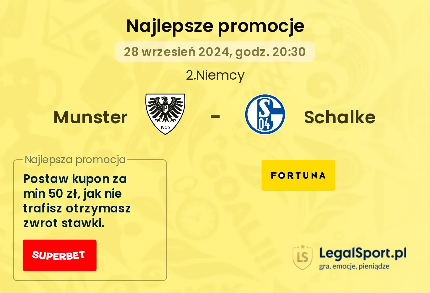 Munster - Schalke promocje bukmacherskie 28.09, 20:30