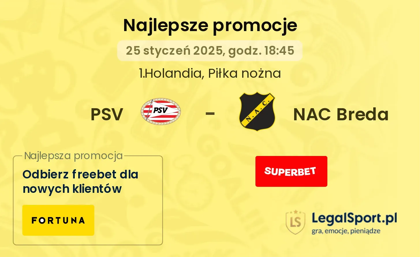 PSV - NAC Breda promocje u bukmacherów