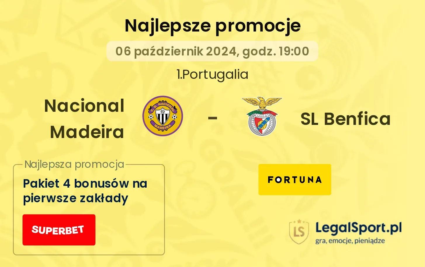 Nacional Madeira - SL Benfica promocje bonusy na mecz