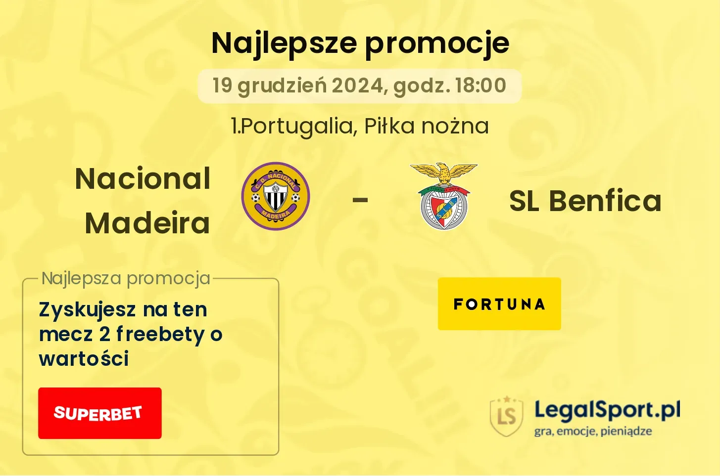 Nacional Madeira - SL Benfica promocje u bukmacherów