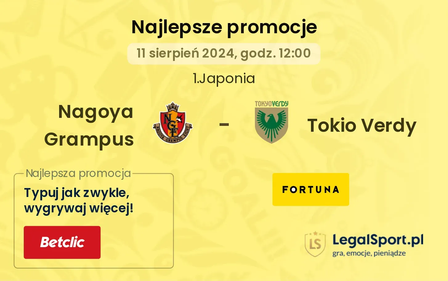 Nagoya Grampus - Tokio Verdy promocje bonusy na mecz