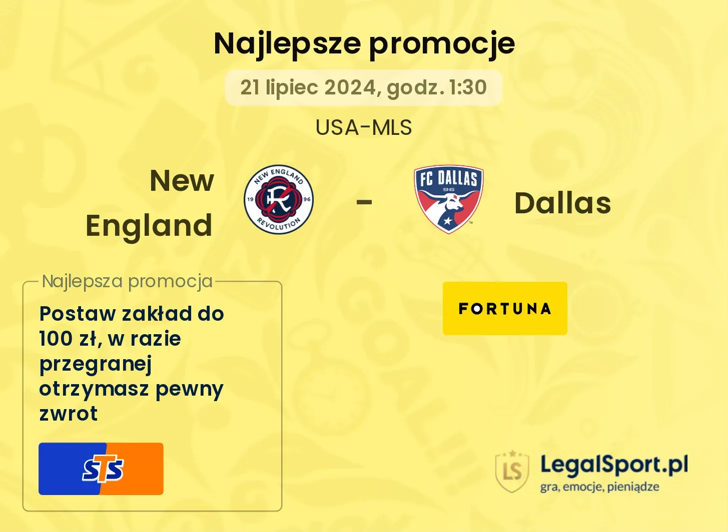 New England - Dallas promocje u bukmacherów (21.07, 01:30)