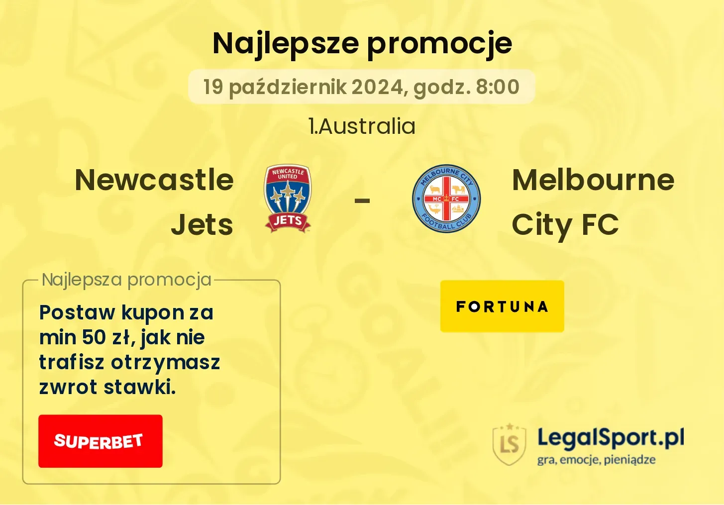 Newcastle Jets - Melbourne City FC promocje bonusy na mecz