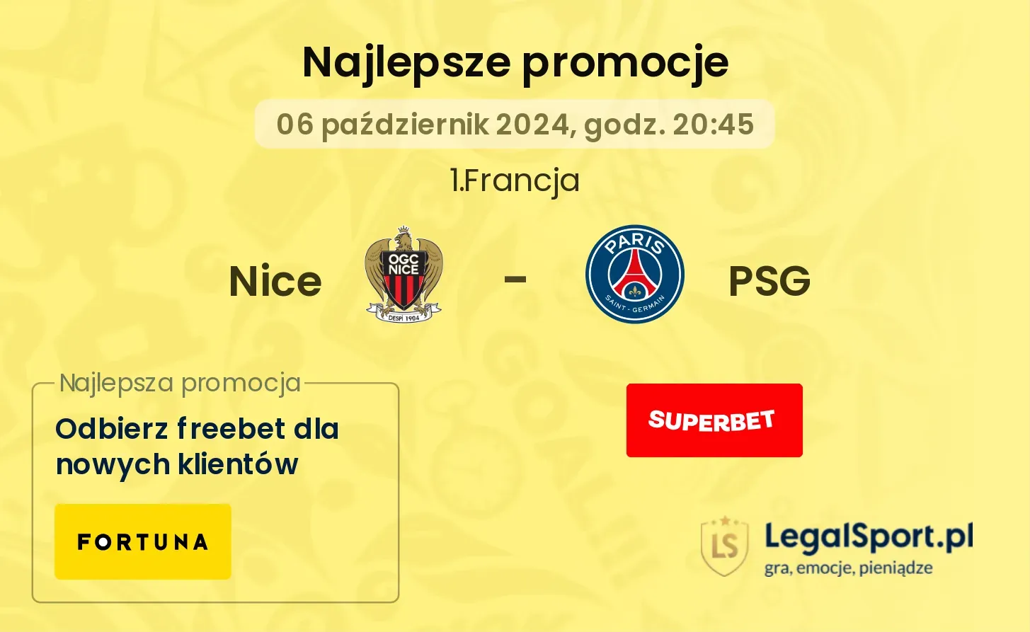 Nice - PSG promocje u bukmacherów 06.10, 20:45