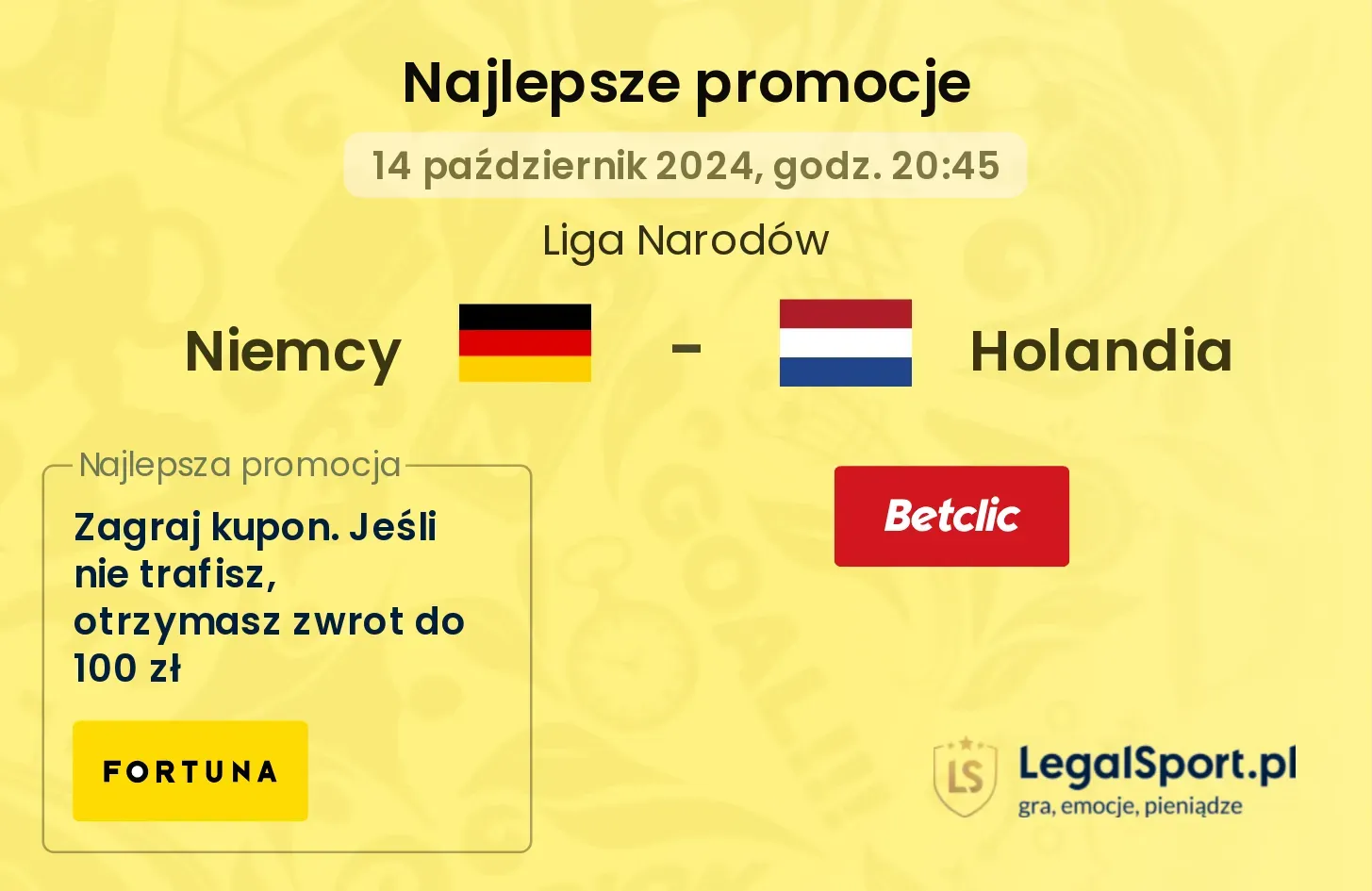 Niemcy - Holandia promocje bonusy na mecz