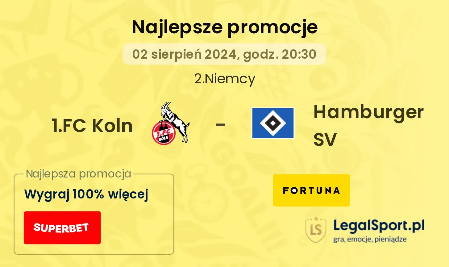 1.FC Koln - Hamburger SV promocje bonusy na mecz