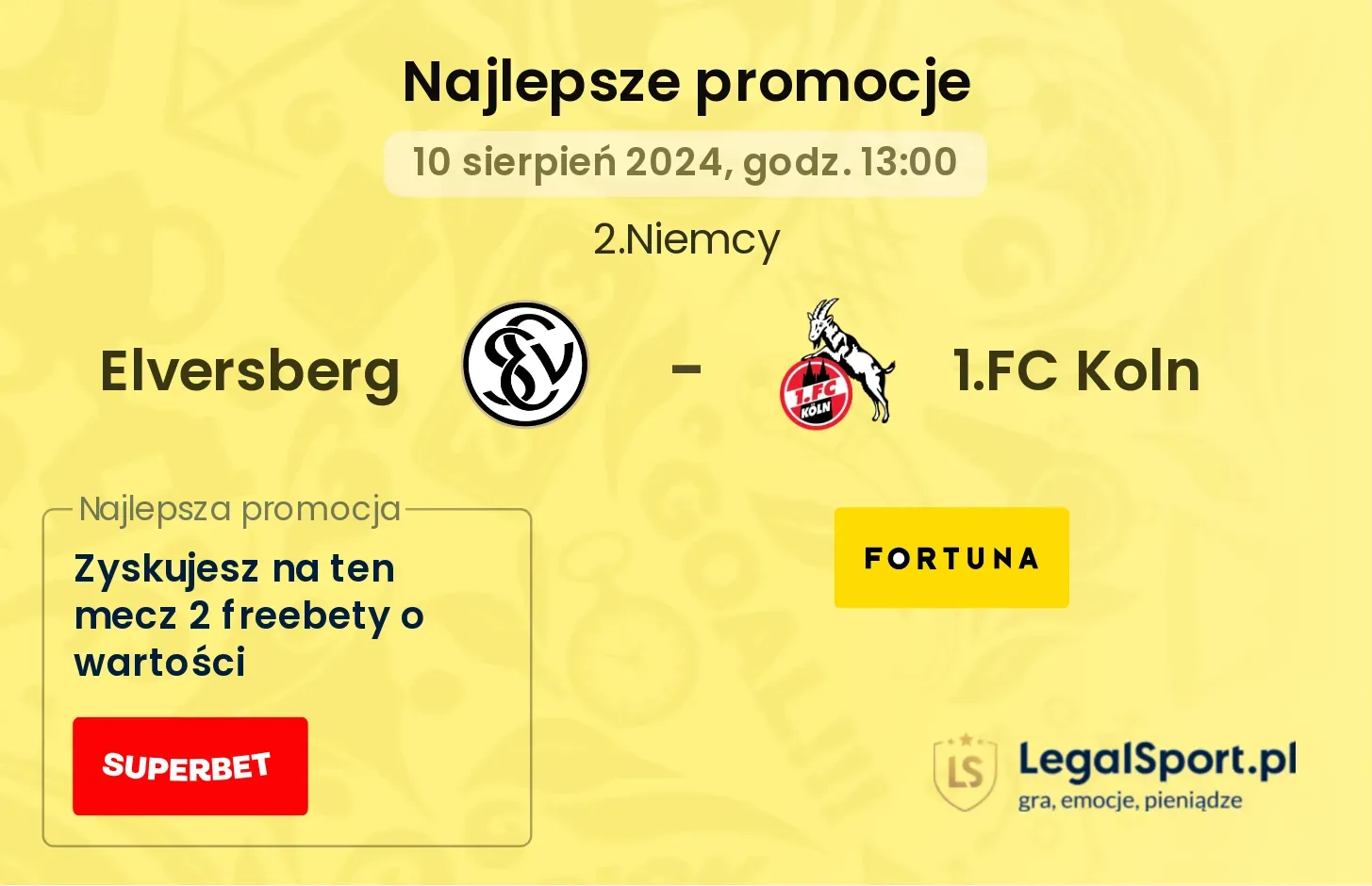 Elversberg - 1.FC Koln promocje bonusy na mecz